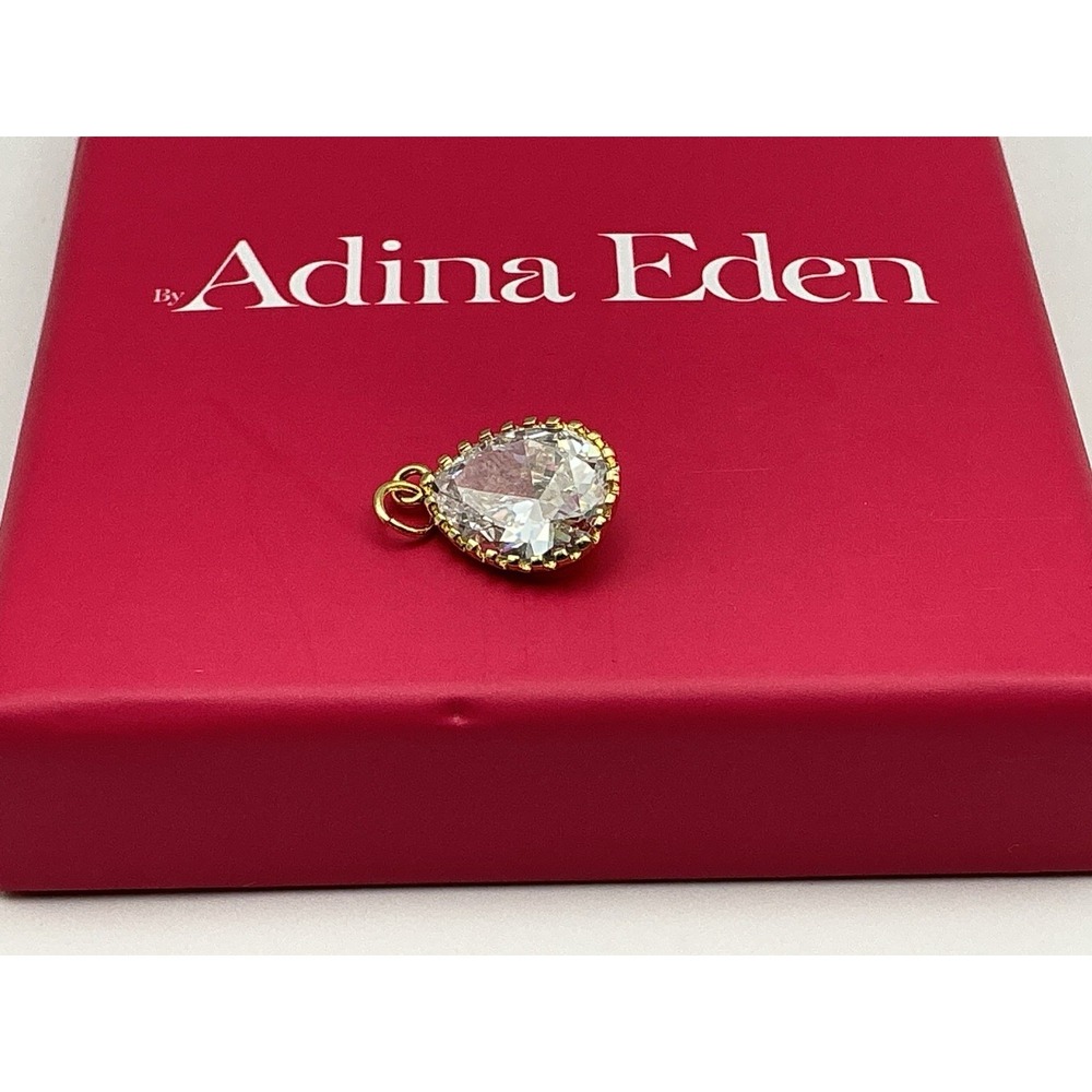 Adina Eden Clear CZ Pear Teardrop Gold Tone Pendant Charm NIB